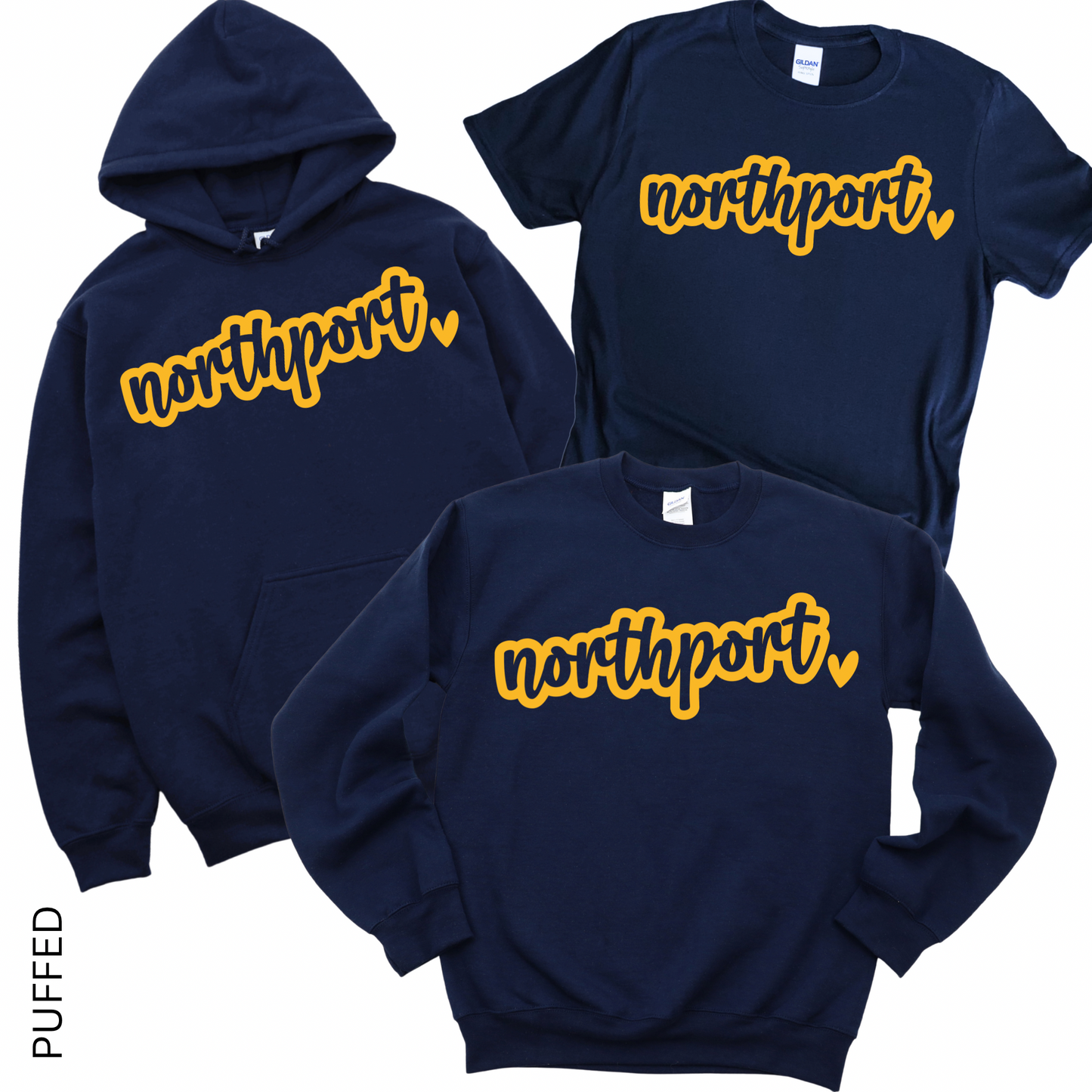 Puffed Northport Heart - Navy | Pulaski Road Spiritwear Fundraiser | LI Spirit & Sports Apparel