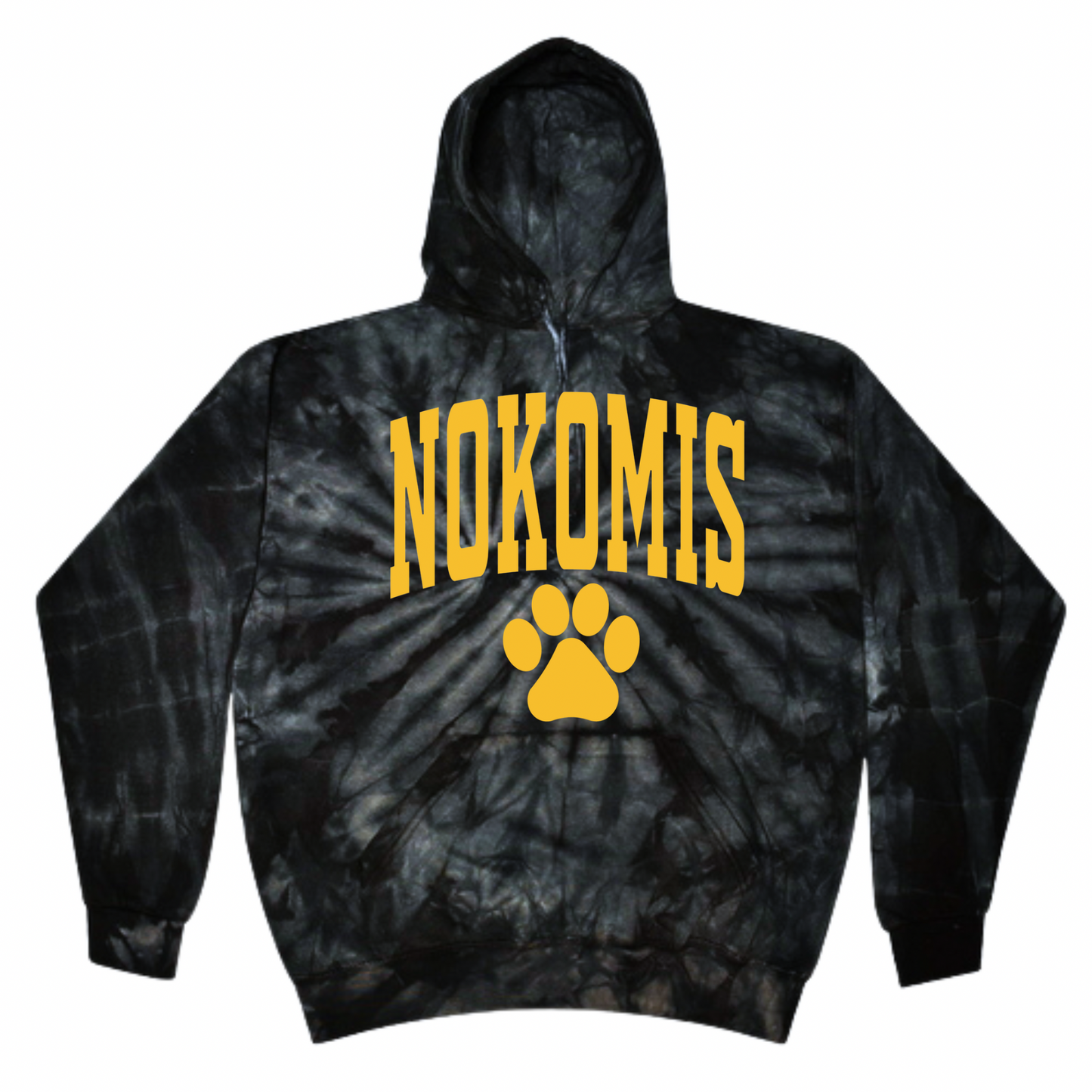 Nokomis Paw Print Tie Dye Hoodie | Nokomis Spiritwear Fundraiser | LI Spirit & Sports Apparel