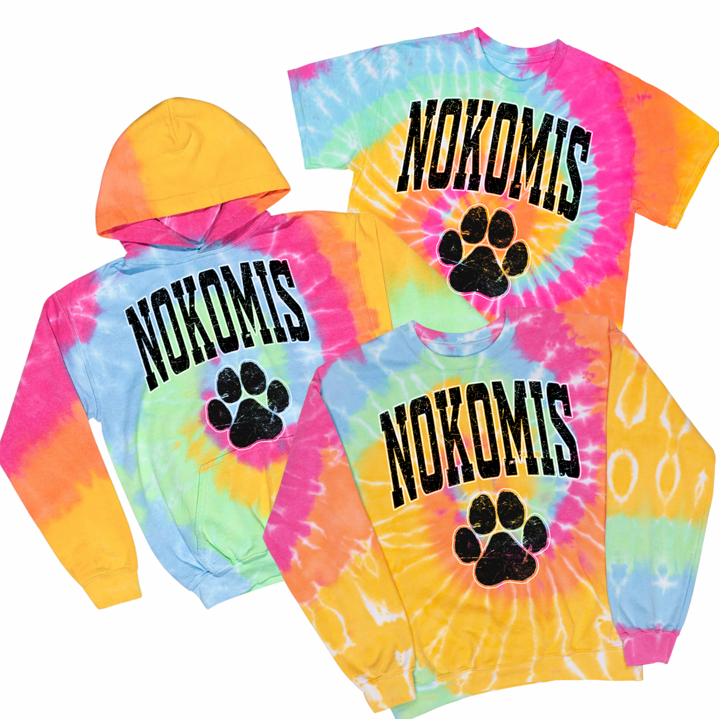 Nokomis Paw Print Tie Dye | Nokomis Spiritwear Fundraiser | LI Spirit & Sports Apparel