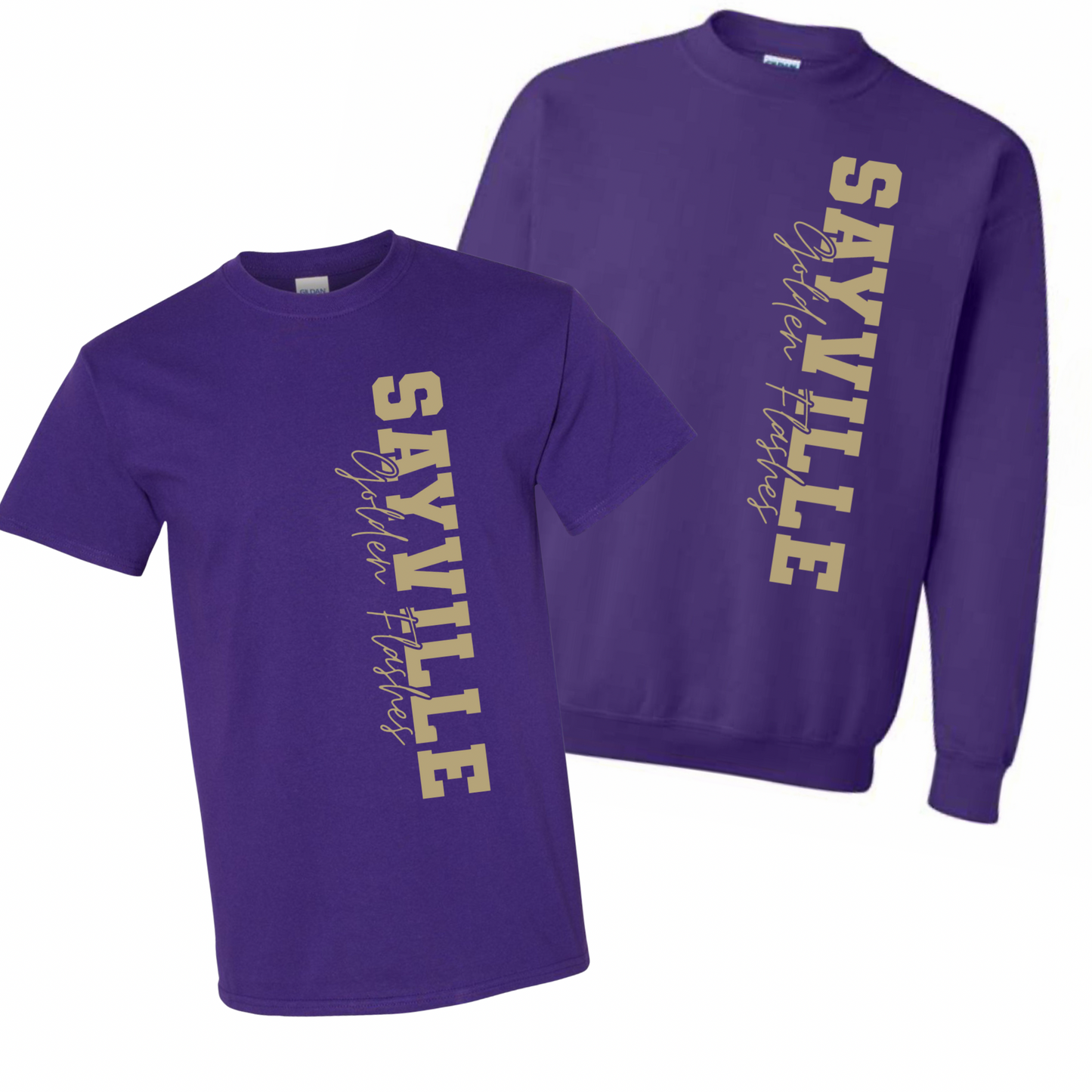 Vertical Sayville Golden Flashes | Sayville Cheer Spiritwear Fundraiser | LI Spirit & Sports Apparel