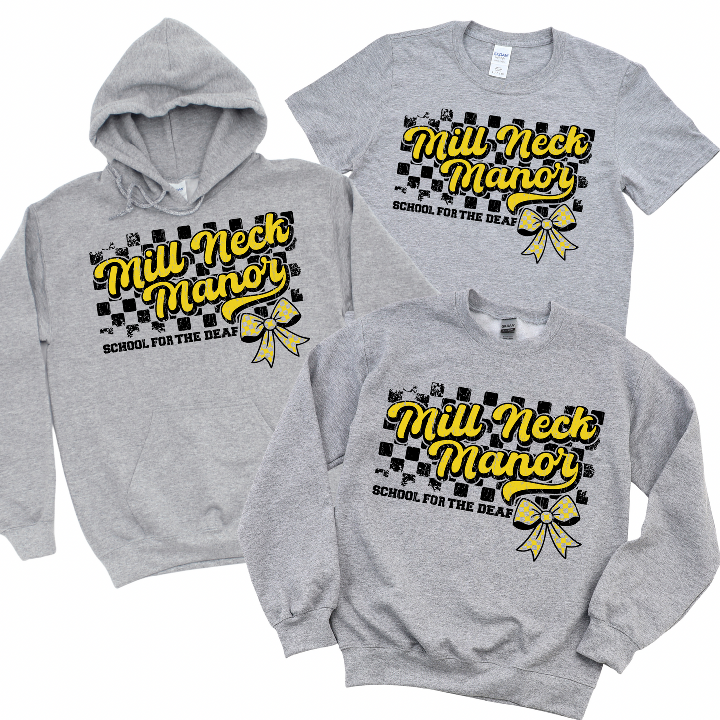 Checkered MNM Bow | MNM School for the Deaf Spiritwear Fundraiser | LI Spirit & Sports Apparel