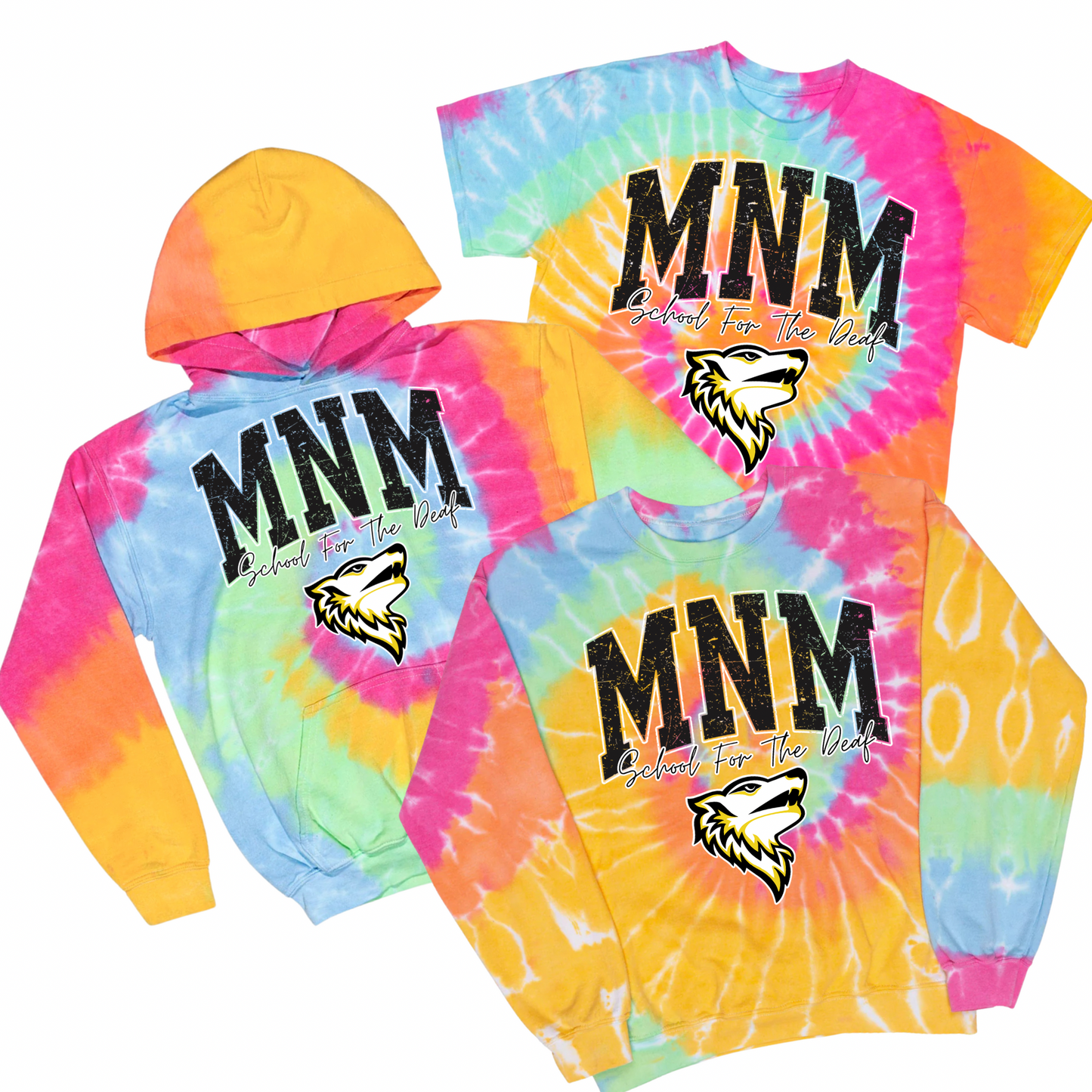 Varsity MNM Wolves Tie Dye | MNM School for the Deaf Spiritwear Fundraiser | LI Spirit & Sports Apparel