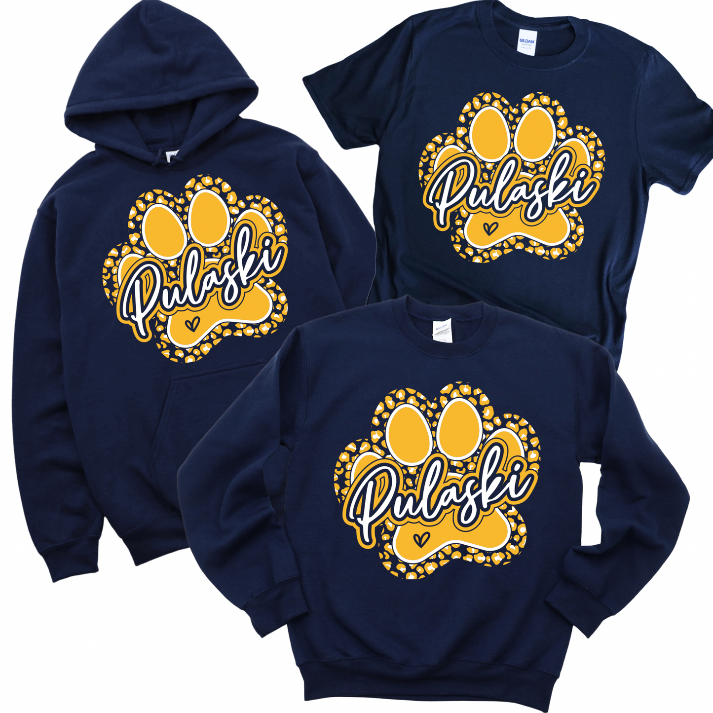 Pulaski Leopard Print Paw - Navy | Pulaski Road Spiritwear Fundraiser | LI Spirit & Sports Apparel