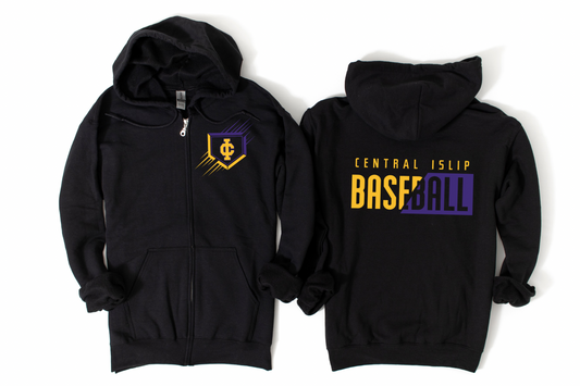 CI Split Baseball Zip-Up Hoodie - Black | CI Baseball Spiritwear Fundraiser | LI Spirit & Sports Apparel