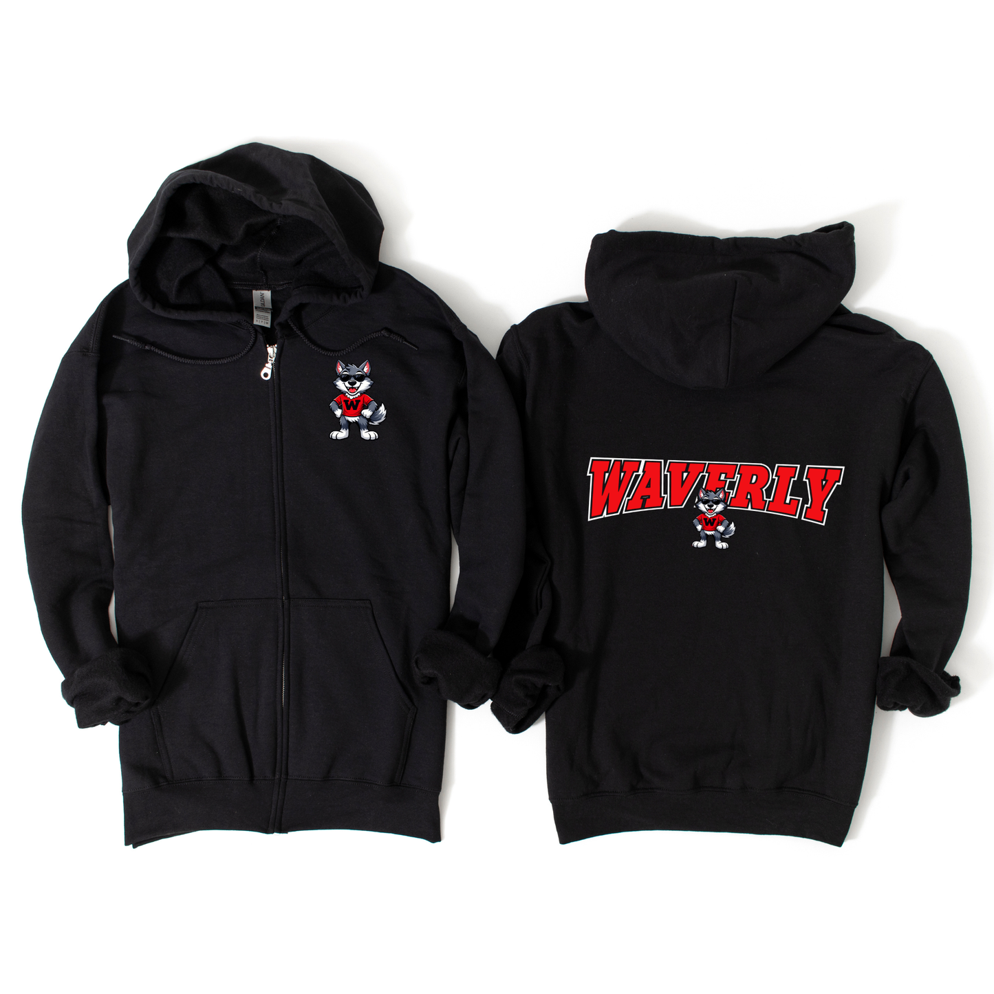 Waverly Arch Zip-Up Hoodie - Black | Waverly Spiritwear Fundraiser | LI Spirit & Sports Apparel