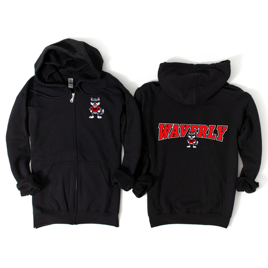 Waverly Arch Zip-Up Hoodie - Black | Waverly Spiritwear Fundraiser | LI Spirit & Sports Apparel