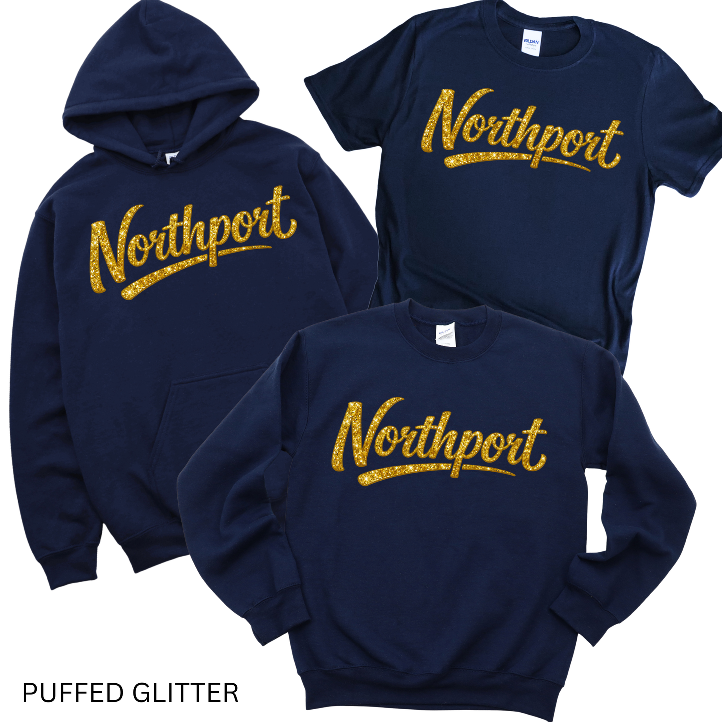 Puffed Glitter Northport - Navy | Pulaski Road Spiritwear Fundraiser | LI Spirit & Sports Apparel
