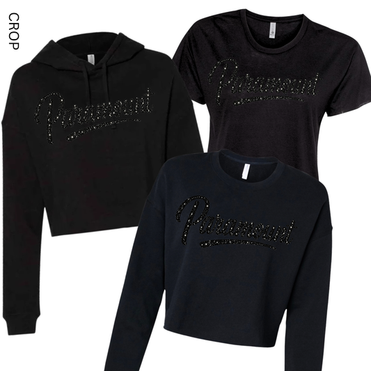 Puffed Glitter Paramount Script Cropped - Black [Adult Sizes Only] | Paramount Dance Academy | LI Spirit & Sports Apparel
