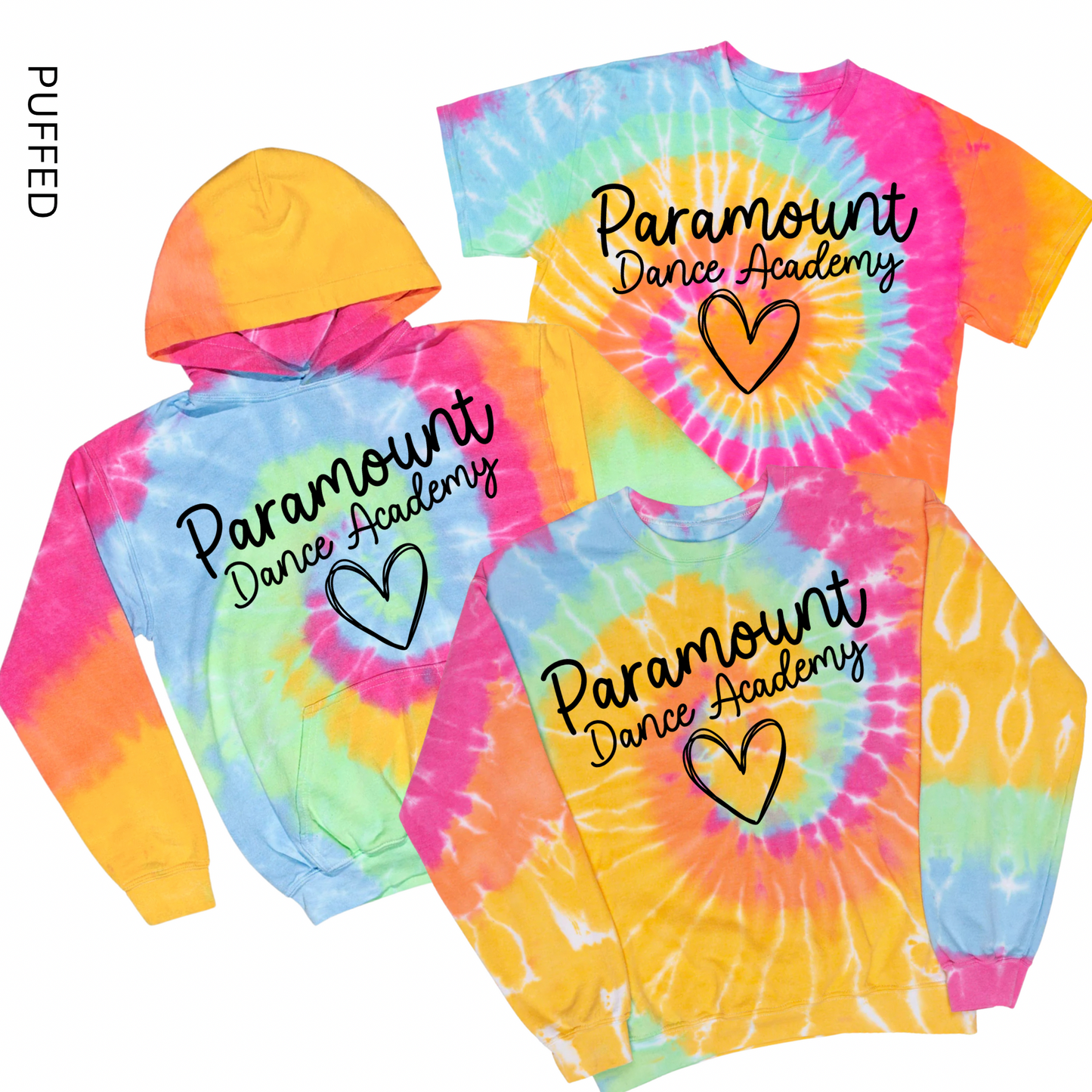 Puffed Paramount Dance Academy Heart Tie Dye | Paramount Dance Academy | LI Spirit & Sports Apparel