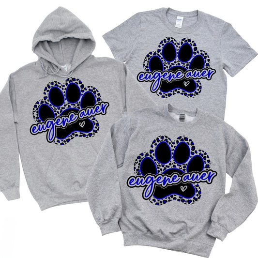 Eugene Auer Leopard Paw Print | Eugene Auer Spiritwear Fundraiser | LI Spirit & Sports Apparel