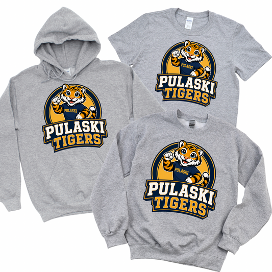 Pulaski Tigers Crew - Athletic Gray | Pulaski Road Spiritwear Fundraiser | LI Spirit & Sports Apparel