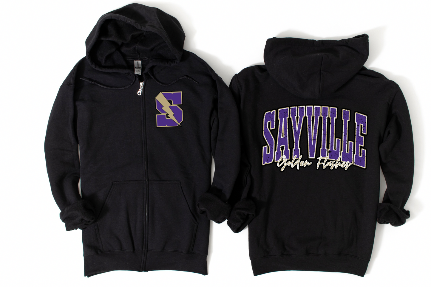 Sayville Golden Flashes Zip-Up Hoodie | Sayville Cheer Spiritwear Fundraiser | LI Spirit & Sports Apparel
