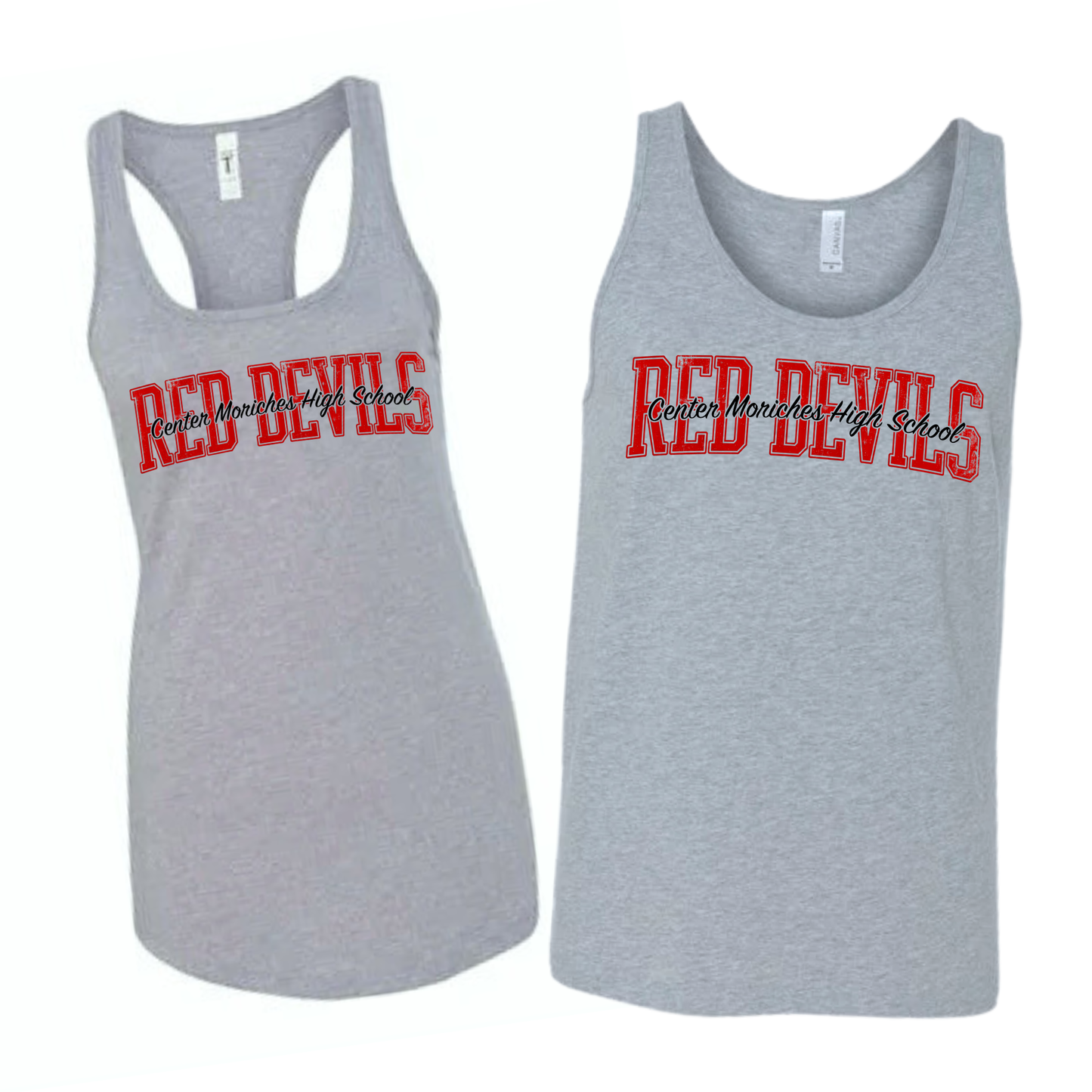 CM Red Devils Signature Tank Top - Athletic Gray | Center Moriches HS Spiritwear Fundraiser | LI Spirit & Sports Apparel