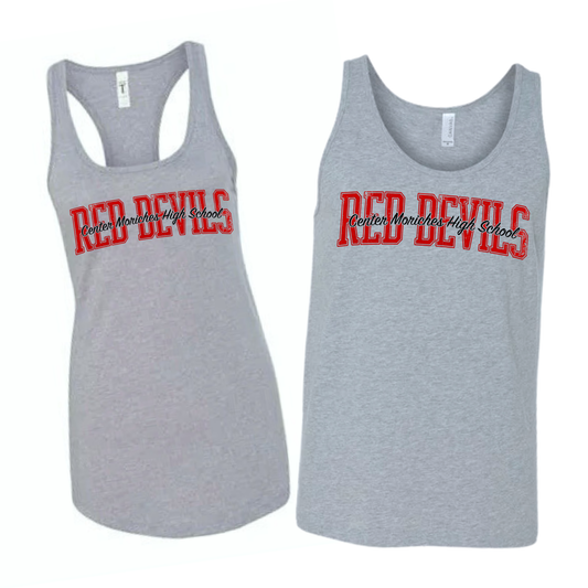 CM Red Devils Signature Tank Top - Athletic Gray | Center Moriches HS Spiritwear Fundraiser | LI Spirit & Sports Apparel