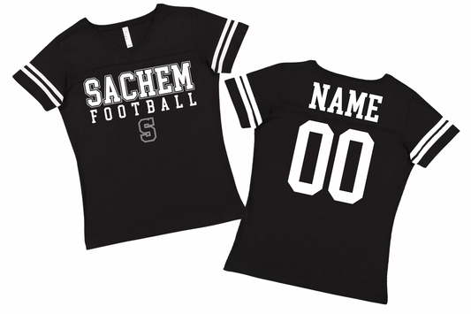 Sachem Football Women's V-Neck Jersey Tee | Sachem Sports Apparel | LI Spirit & Sports Apparel