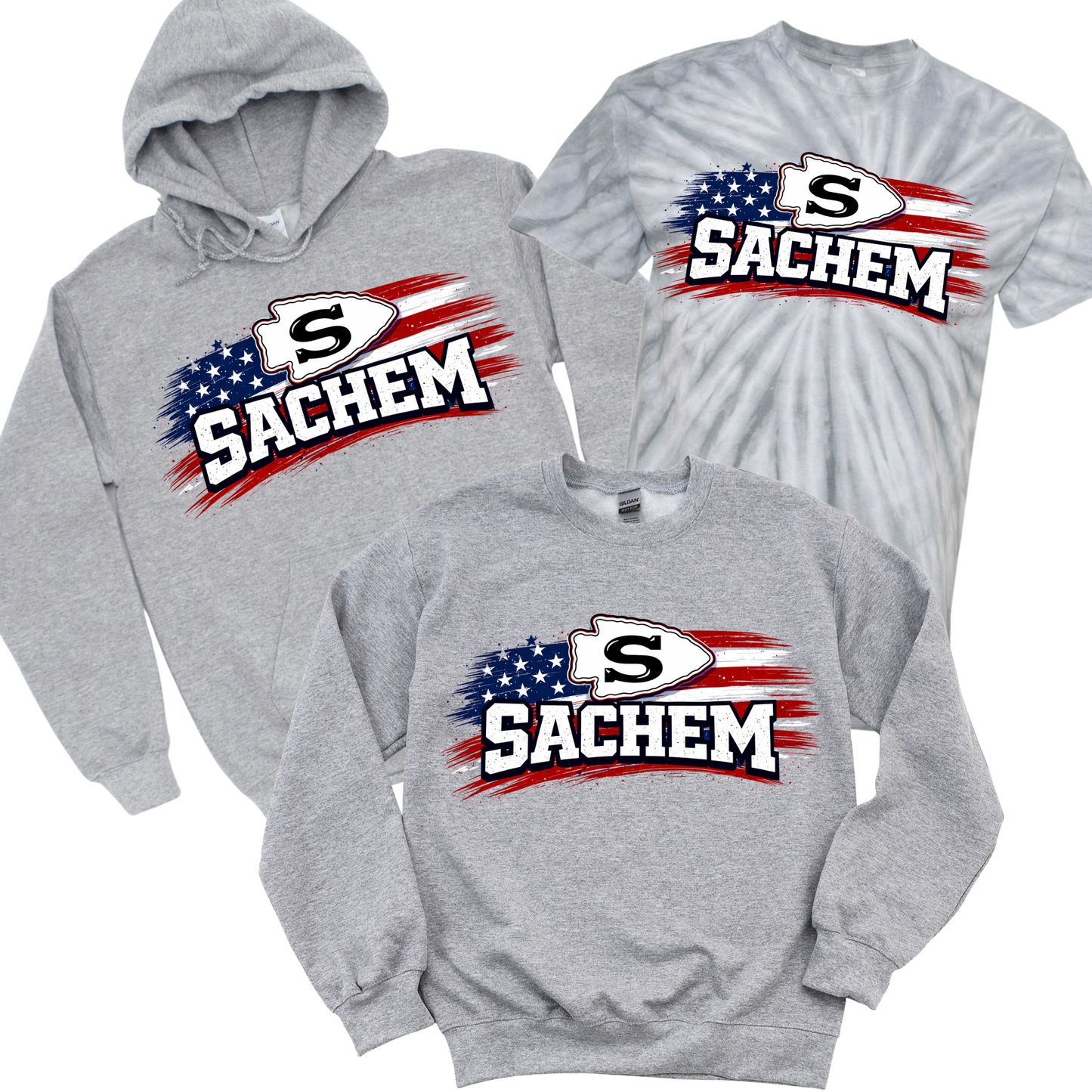 Patriotic Sachem - Athletic Gray | Nokomis Elementary Spiritwear Fundraiser | LI Spirit & Sports Apparel