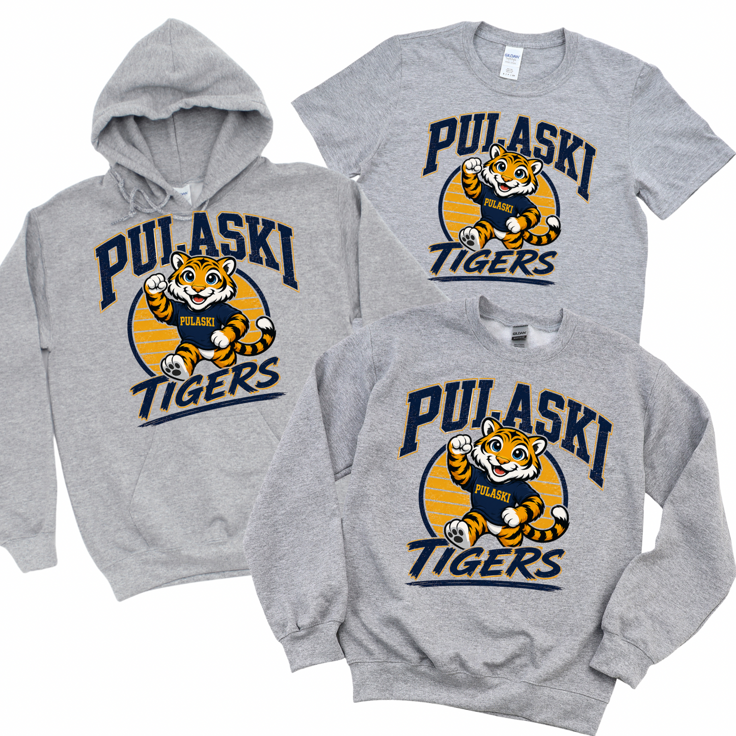 Pulaski Retro Tigers - Athletic Gray | Pulaski Road Spiritwear Fundraiser | LI Spirit & Sports Apparel