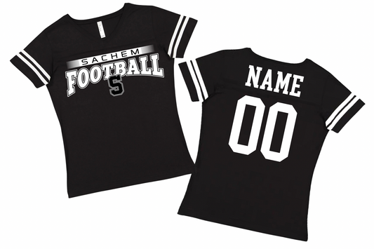 Sachem Football Women's V-Neck Jersey Tee | Sachem Sports Apparel | LI Spirit & Sports Apparel