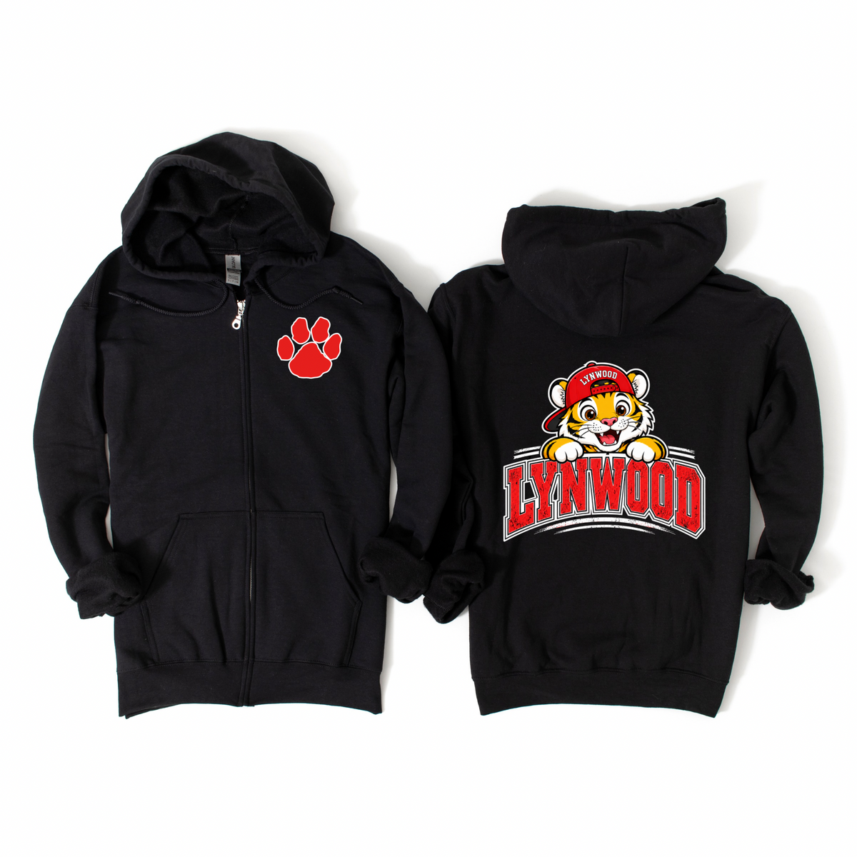 Lynwood Tiger Peek Zip-Up Hoodie - Black | Lynwood Spiritwear Fundraiser | LI Spirit & Sports Apparel