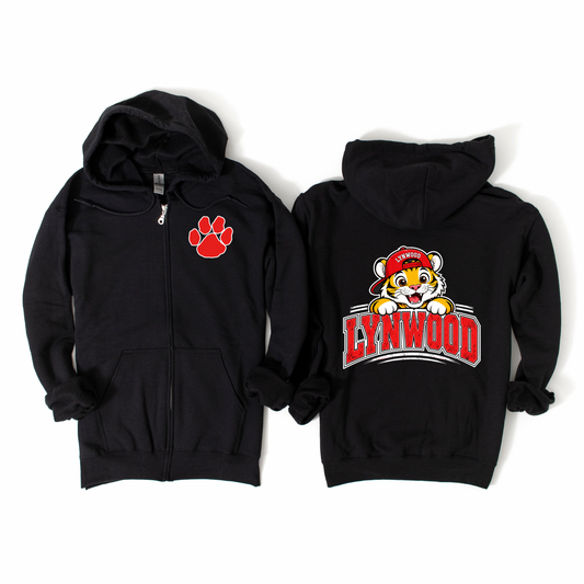 Lynwood Tiger Peek Zip-Up Hoodie - Black | Lynwood Spiritwear Fundraiser | LI Spirit & Sports Apparel