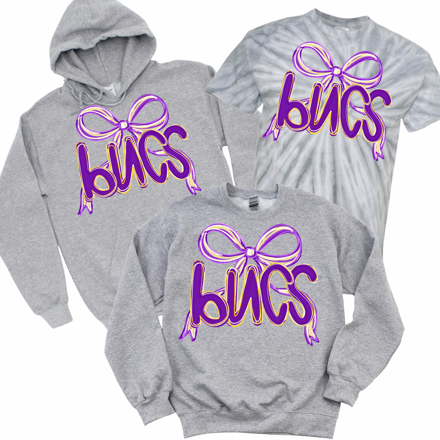 Bucs Bow - Athletic Gray | Wing Elementary Spiritwear Fundraiser | LI Spirit & Sports Apparel
