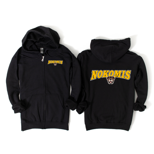 Nokomis Classic Arch Zip-Up Hoodie - Black | Nokomis Spiritwear Fundraiser | LI Spirit & Sports Apparel