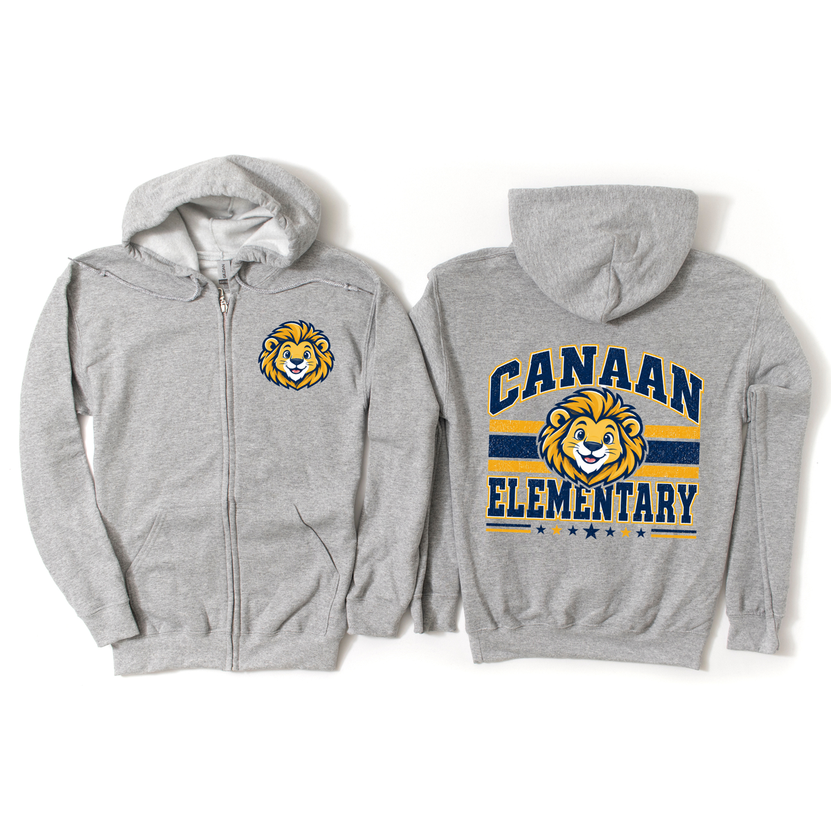 Canaan Retro Lion Zip-Up Hoodie - Athletic Gray | Canaan Spiritwear Fundraiser | LI Spirit & Sports Apparel