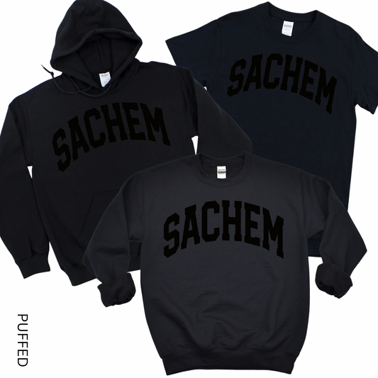 Puffed Sachem Black on Black | Nokomis Spiritwear Fundraiser | LI Spirit & Sports Apparel