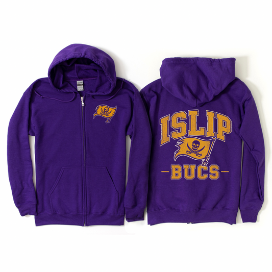 Bucs Varsity Zip-Up Hoodie - Purple | Sherwood Elementary Spiritwear Fundraiser | LI Spirit & Sports Apparel