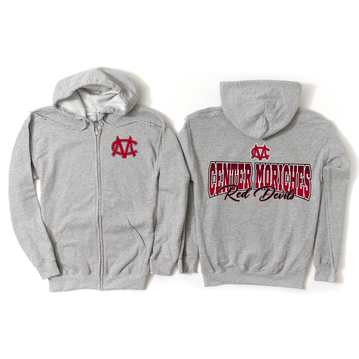 Center Moriches Legacy Zip-Up Hoodie - Athletic Gray | Center Moriches HS Spiritwear Fundraiser | LI Spirit & Sports Apparel