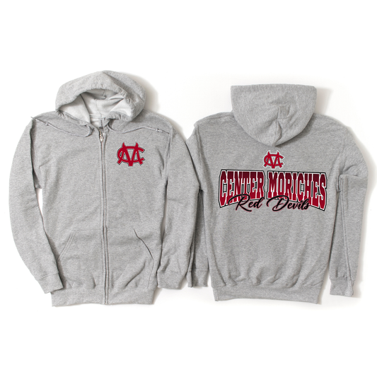 Center Moriches Legacy Zip-Up Hoodie - Athletic Gray | Center Moriches HS Spiritwear Fundraiser | LI Spirit & Sports Apparel