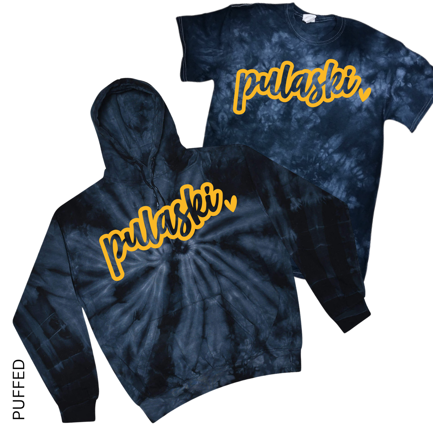 Puffed Pulaski Heart [Pick Your Own Tie Dye] | Pulaski Road Spiritwear Fundraiser | LI Spirit & Sports Apparel