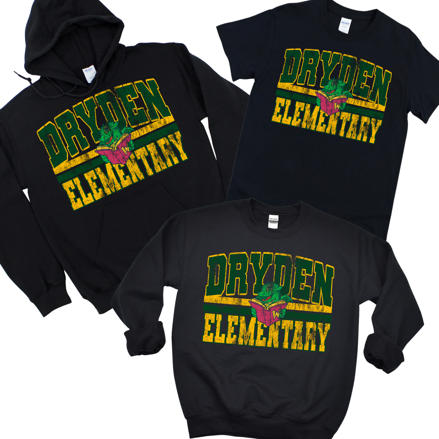 Distressed Dryden Elementary - Black | Dryden Elementary Spiritwear Fundraiser | LI Spirit & Sports Apparel