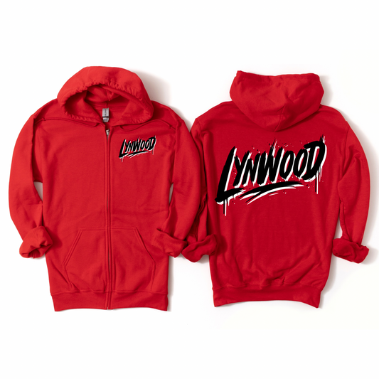 Drip Lynwood Red Zip-Up Hoodie | Lynwood Spiritwear Fundraiser | LI Spirit & Sports Apparel
