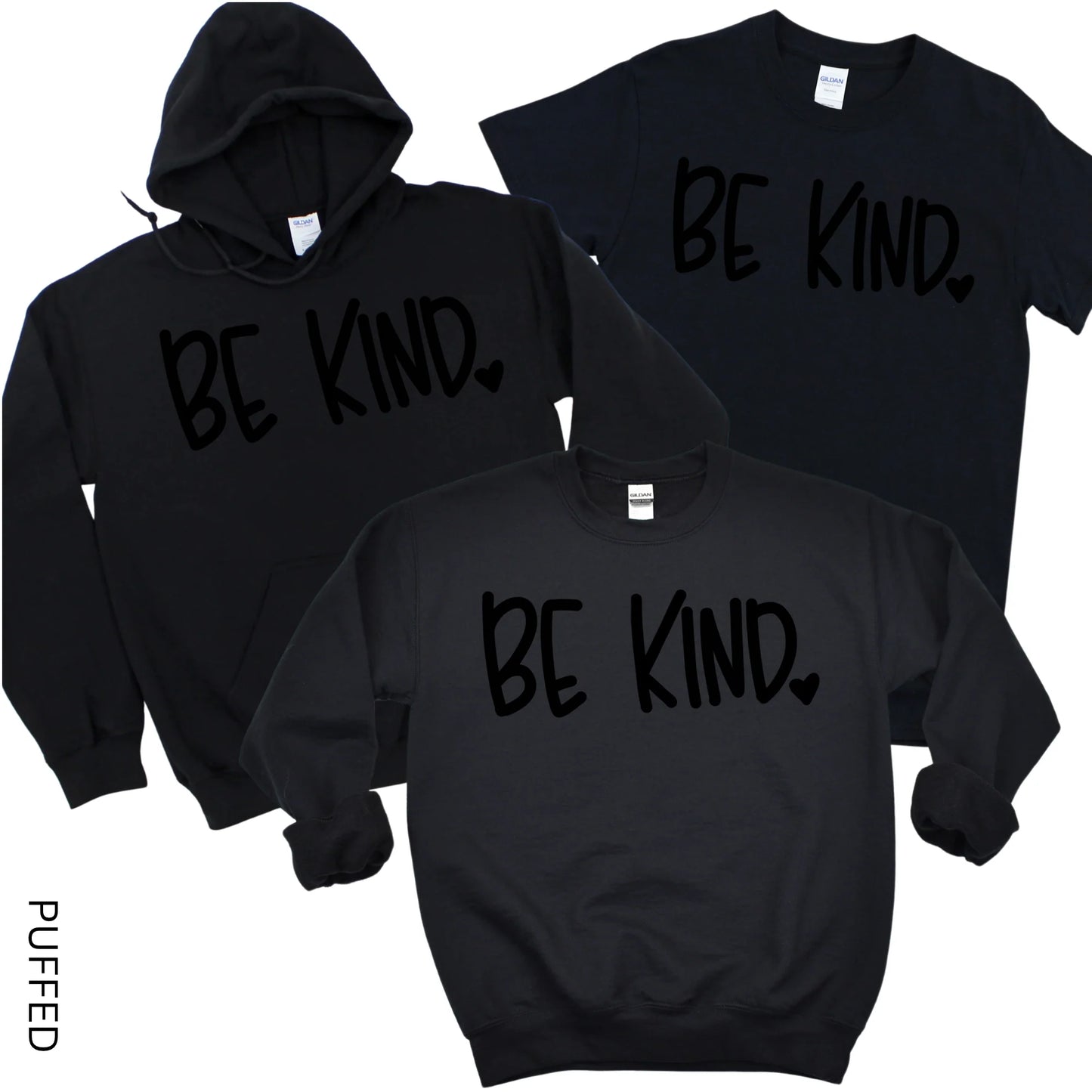 Puffed Be Kind - Black on Black | Dryden Elementary Spiritwear Fundraiser | LI Spirit & Sports Apparel