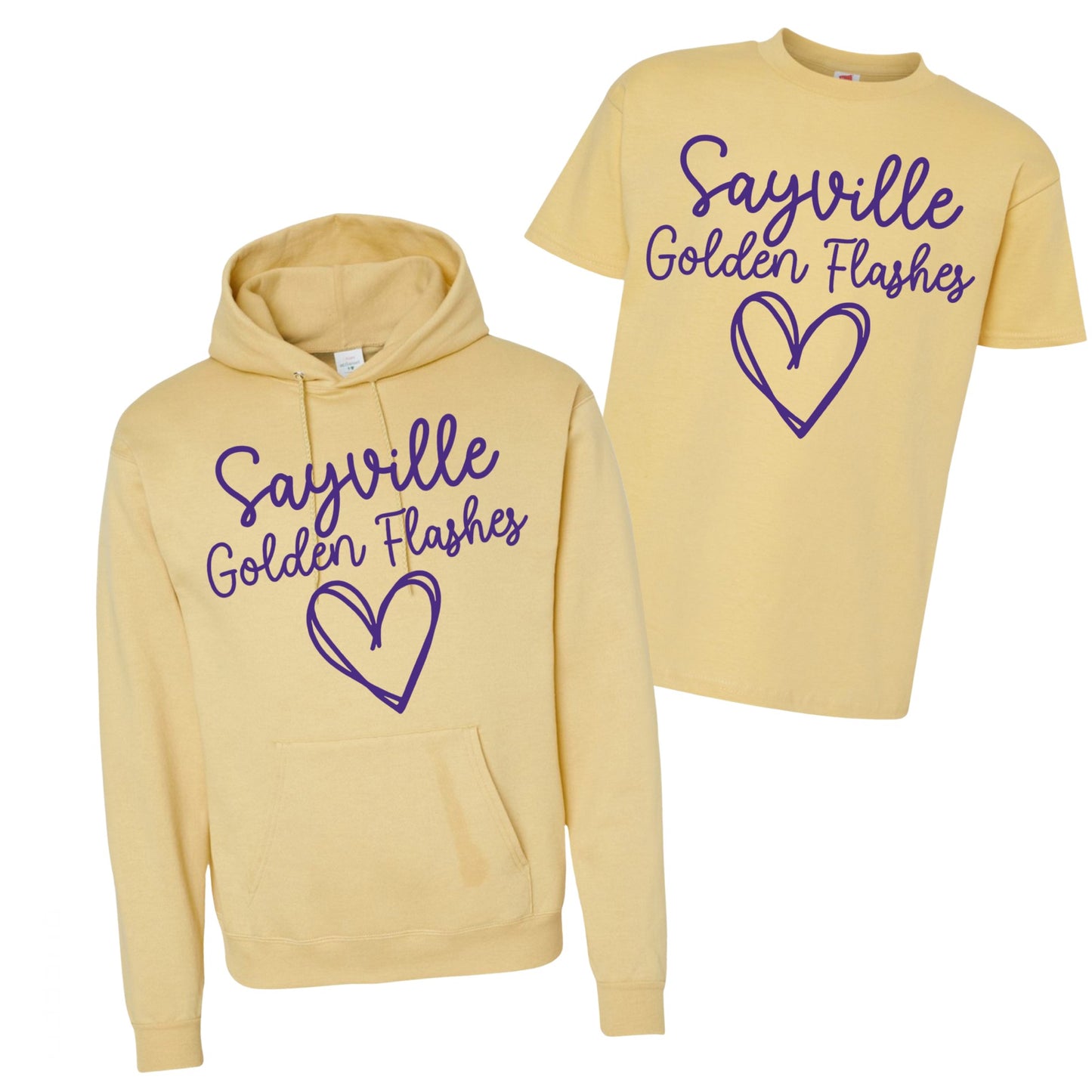Sayville Golden Flashes Heart | Sayville Cheer Spiritwear Fundraiser | LI Spirit & Sports Apparel