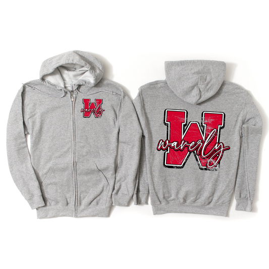 Waverly Heritage Zip Up Hoodie - Athletic Gray | Waverly Spiritwear Fundraiser | LI Spirit & Sports Apparel