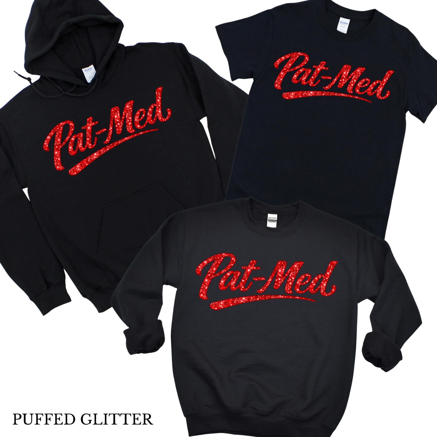 Glitter Puffed Pat-Med - Black | Canaan Spiritwear Fundraiser | LI Spirit & Sports Apparel