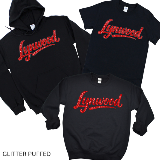 Glitter Puffed Lynwood - Black | Lynwood Spiritwear Fundraiser | LI Spirit & Sports Apparel