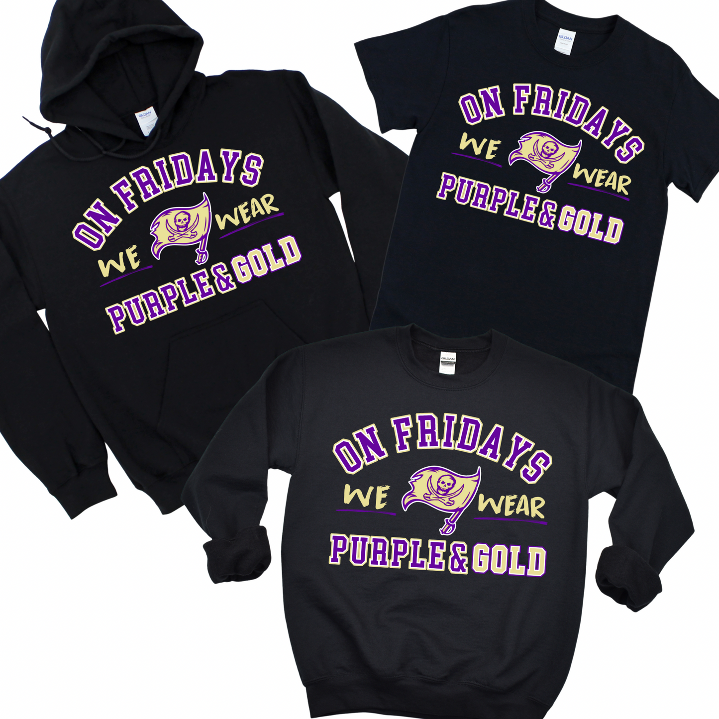 On Fridays We Wear Purple & Gold - Black | Wing Elementary Spiritwear Fundraiser | LI Spirit & Sports Apparel