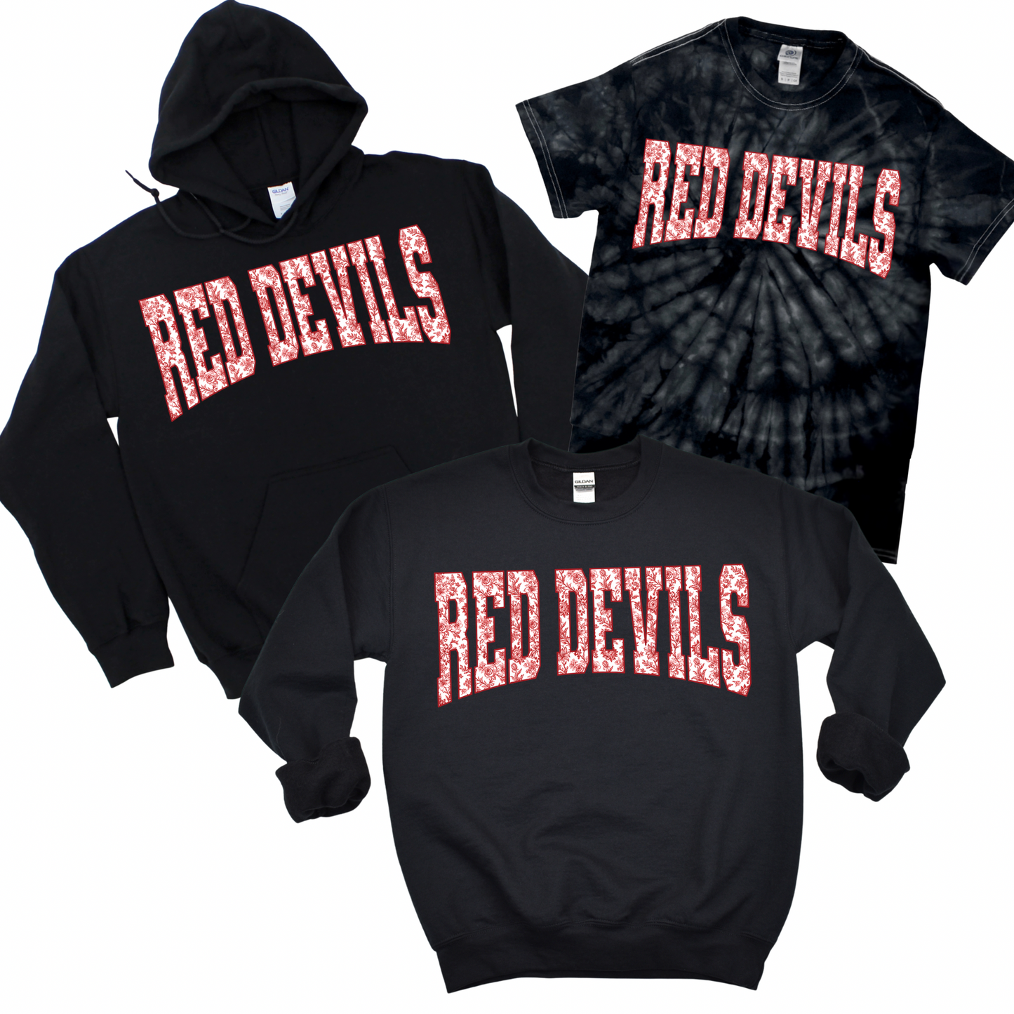 Floral Red Devils - Black | Center Moriches HS Spiritwear Fundraiser | LI Spirit & Sports Apparel