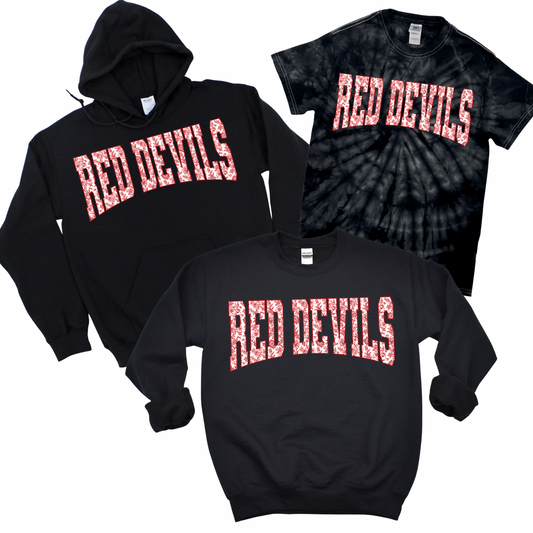 Floral Red Devils - Black | Center Moriches HS Spiritwear Fundraiser | LI Spirit & Sports Apparel