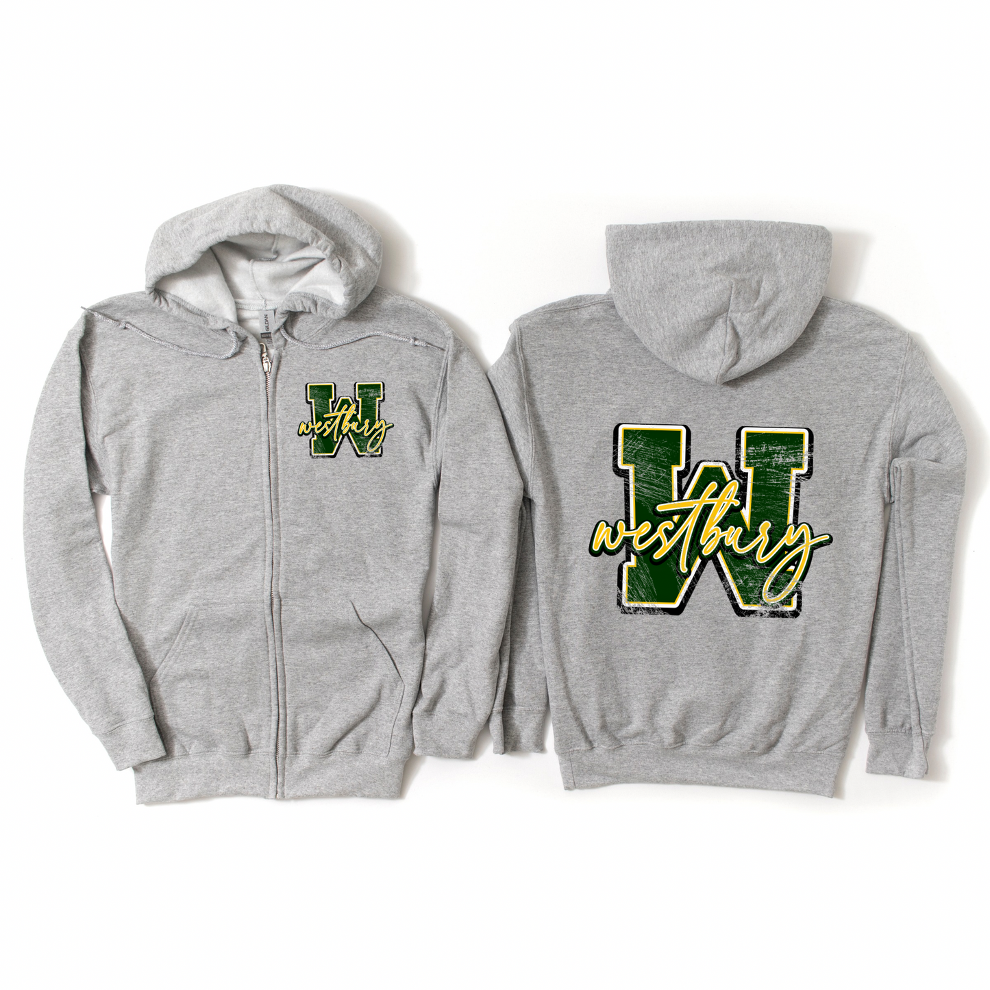 Westbury Heritage Zip-Up Hoodie - Athletic Gray | Park Avenue Spiritwear Fundraiser | LI Spirit & Sports Apparel