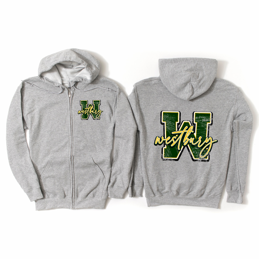 Westbury Heritage Zip-Up Hoodie - Athletic Gray | Drexel Avenue Apparel | LI Spirit & Sports Apparel