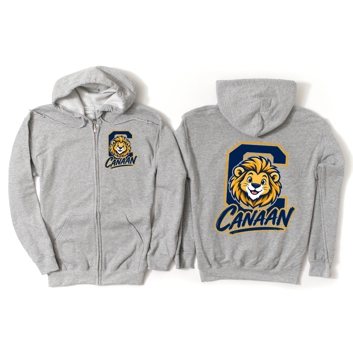 Canaan Varsity Lion Zip-Up Hoodie - Athletic Gray | Canaan Spiritwear Fundraiser | LI Spirit & Sports Apparel