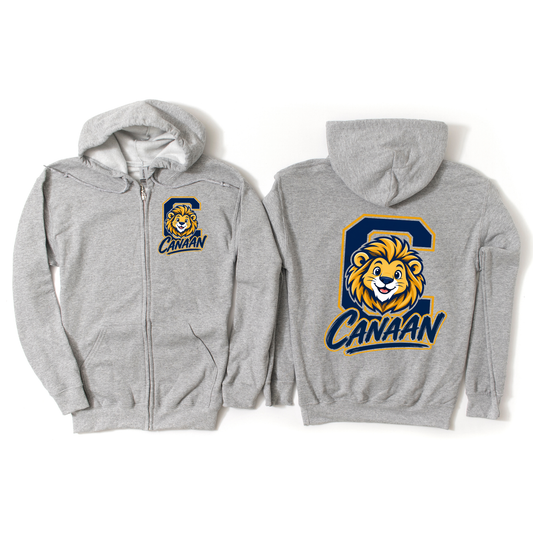 Canaan Varsity Lion Zip-Up Hoodie - Athletic Gray | Canaan Spiritwear Fundraiser | LI Spirit & Sports Apparel