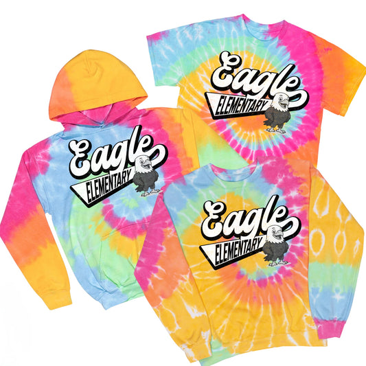 Retro Eagle Elementary Tie Dye | Eagle Elementary Spiritwear Fundraiser | LI Spirit & Sports Apparel
