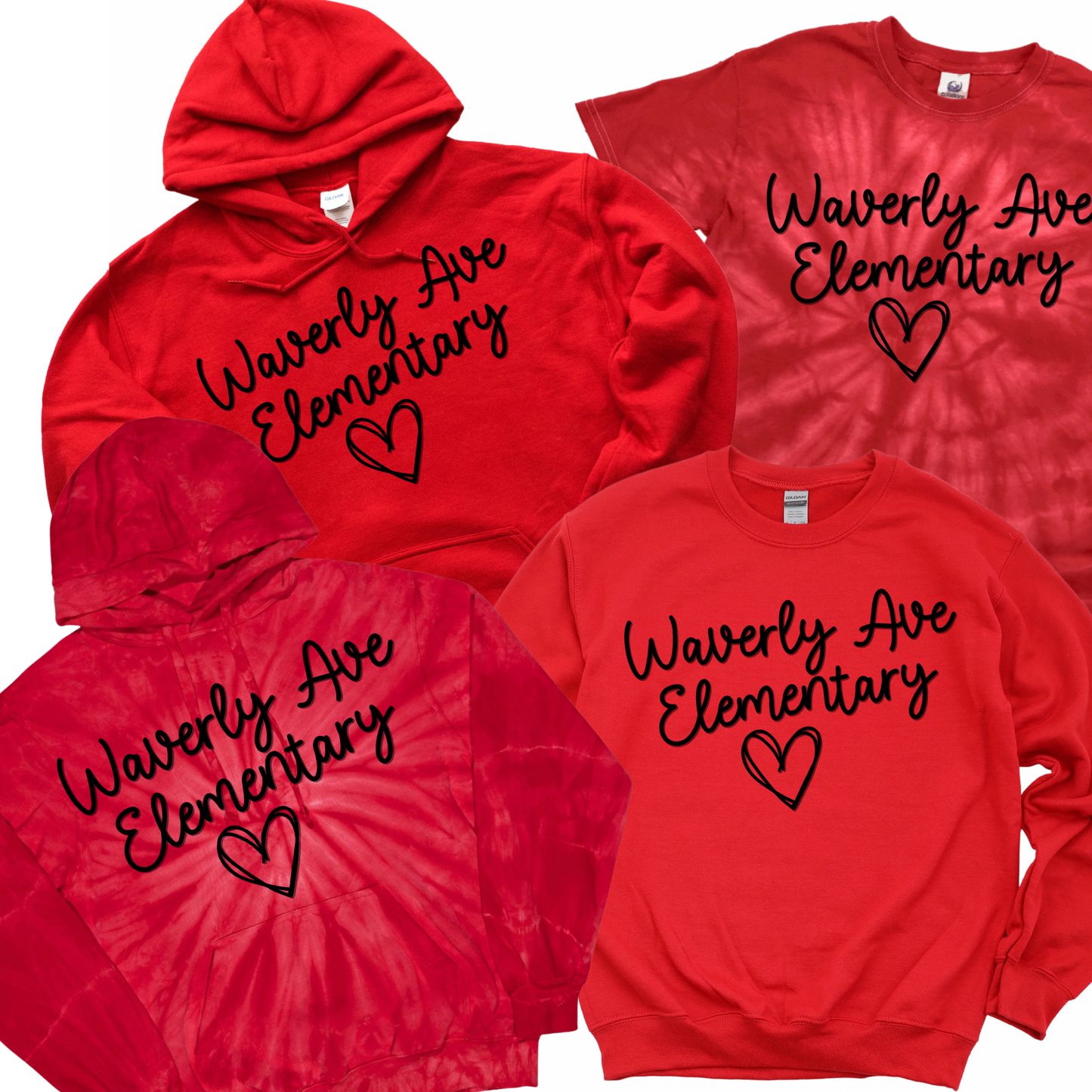 Puffed Waverly Ave Elementary Heart | Waverly Spiritwear Fundraiser | LI Spirit & Sports Apparel