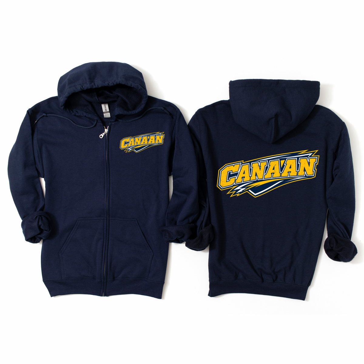 Canaan Bolt Zip-Up Hoodie - Athletic Navy | Canaan Spiritwear Fundraiser | LI Spirit & Sports Apparel