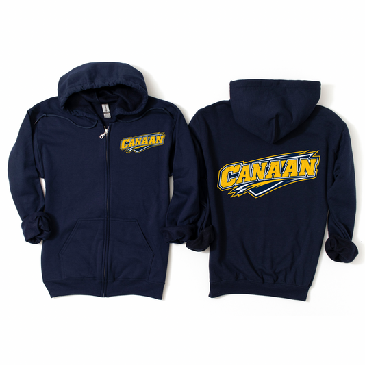 Canaan Bolt Zip-Up Hoodie - Athletic Navy | Canaan Spiritwear Fundraiser | LI Spirit & Sports Apparel